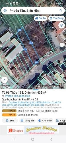 Bán đất mặt tiền đường Hồ Văn Huê xã Phước Tân Tp Biên Hòa giá 7 tỷ