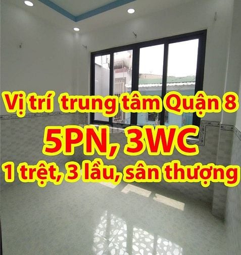 Nhà 4 tầng – 5PN – Gần hẻm xe hơi Dương Bá Trạc, Q.8 – Giá chỉ 3.9 tỷ