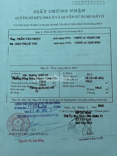 CHỊ GÁI BÁN NHÀ MẶT TIỀN ĐÔNG HƯNG THUẬN - QUẬN 12_ SHR 16,5m_12,5 TỶ 