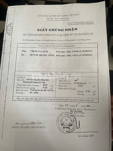 Bán nhà rẻ đẹp 2 lầu (4,5x8) 246/ Nguyễn Thái Sơn p4 Gò Vấp Bv175