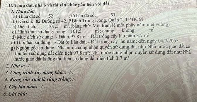 Bán đất mặt tiền đường 42 Bình Trưng Đông Quận 2 giá 11 tỷ