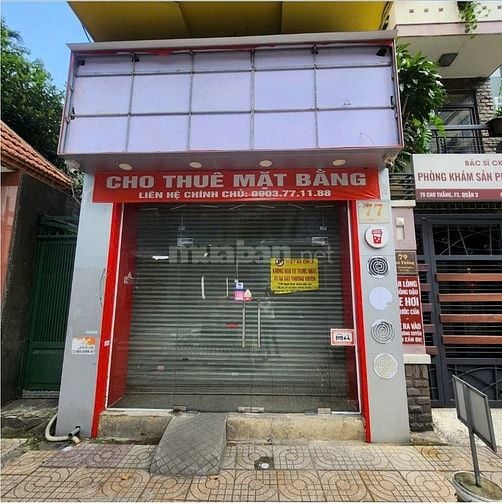 Cho thuê mặt bằng: Mặt tiền 77 đường Cao Thắng, Phường 03, Q.3, TP.HCM