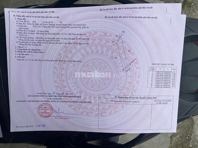 1,000m2 đất giáp suối tại xã Khánh Thượng, Khánh Vĩnh, Khánh Hòa giá c