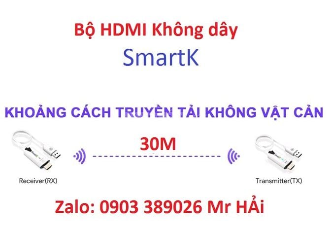 Bộ HDMI không dây SmartK HDWL30M phát ổn định đến 30m