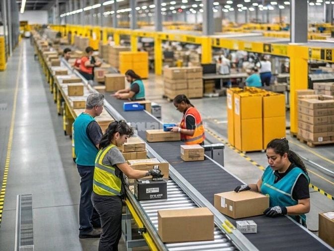 Cần Nhân Viên: Phân loại hàng và Đóng gói, dán tem ( Lương 300k/ngày )