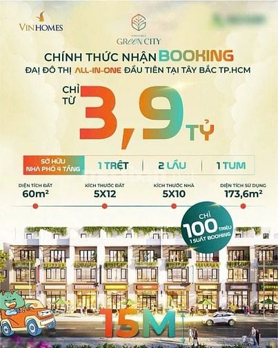 Mở bán giai đoạn 1 Vinhome Green City Hậu Nghĩa chỉ từ 3,9 Tỷ 