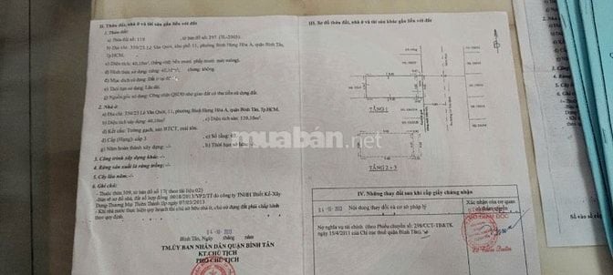 Bán nhà 350/23 Lê Văn quới..ngang 4x11 đúc 3 tấm dg 10 m