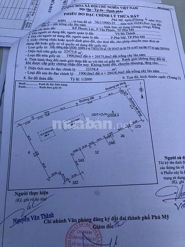 BÁN LÔ ĐẤT 224m  MẶT TIỀN ĐƯỜNG – PHƯỜNG TÂN PHƯỚC, TP. PHÚ MỸ