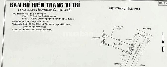 Đất thổ cư tân xuân 1 HÓC MÔN 