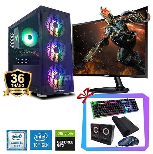 Pc Gaming CPU I3-9100F-RAM 16GB SSD 240GB màn 24inch 7tr9 BH12-24TH