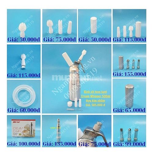 Bình xịt kem - Bình làm nước soda - Phụ kiện bình xịt kem, soda, gas