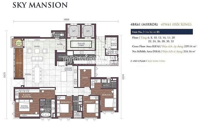 Bán căn hộ Feliz en Vista Thạnh Mỹ Lợi thuộc tháp Altaz, 240m2, 4PN