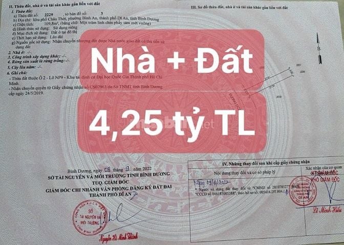 Chủ rao bán gấp 2 căn nhà thuộc khu tái định cư DHQG, khu Châu Thới 