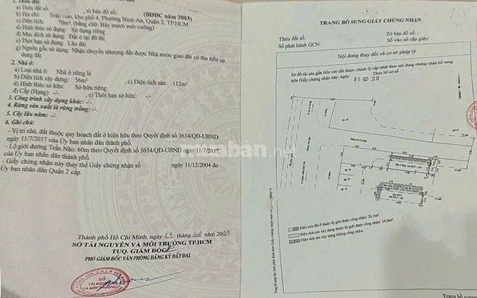Bán nhà mặt tiền Trần Não, 70m² đất công nhận, 2 tầng, ngang hơn 5m