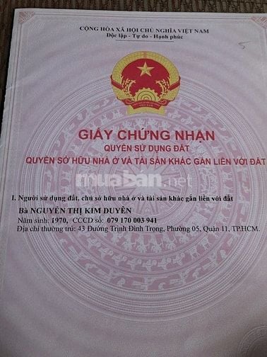 BÁN NHÀ 2 MẶT TIỀN TRƯỚC SAU – TRỊNH ĐÌNH TRỌNG, P.5, Q.11