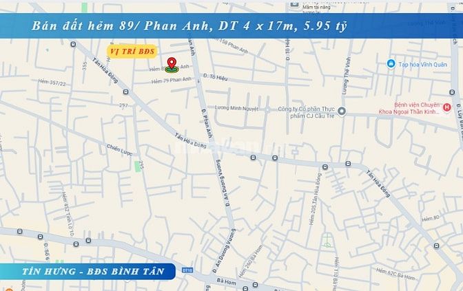 Bán nhà hẻm ô tô 89/ Phan Anh, 4 x 17m, cấp 4, giá 5.95 tỷ (Tín Hưng)
