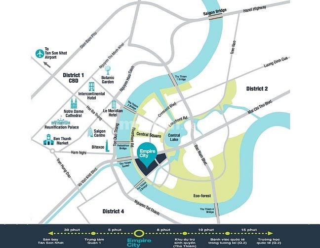 Bán Căn hộ tại Empire City Thủ Thiêm tầng trung gồm 3 phòng ngủ 127m2