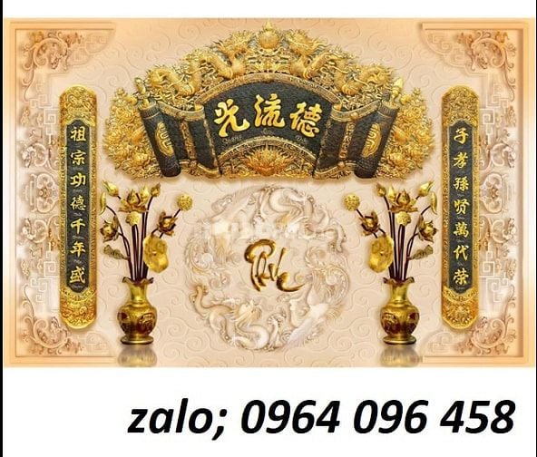 Tranh gạch 3d ốp tường bàn thờ gia tiên - DCX44