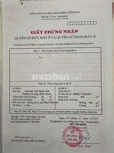 🌷 🌷 🌷 BÁN NHÀ 2 MẶT TIỀN TRƯỚC VÀ SAU : 233A XÔ VIẾT NGHỆ TĨNH 