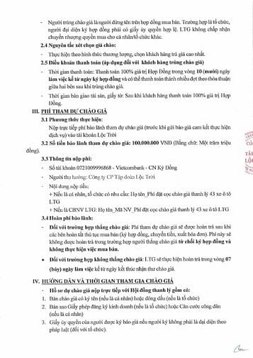 TĐ Lộc Trời TB mời chào giá xe ô tô