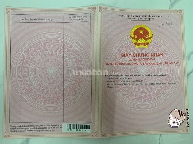Bán 1 sào 2 đất tại Hàm Cần, Hàm Thuận Nam, BT giá chỉ 125tr, sổ sẵn
