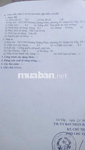 Bán nhà hxh 2 lầu ngay nhà thờ BẾN HẢI p5 Gò Vấp, 2 lầu hxh 