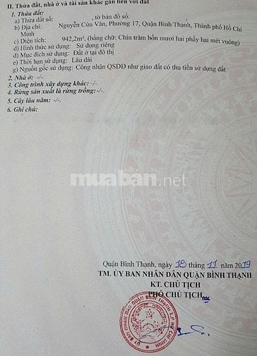 Bán đất hẻm ô tô Nguyễn Cữu Vân, Bình Thạnh, 942m², giá chỉ 180 tỷ