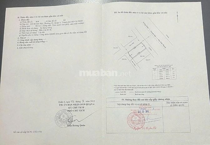 BÁN CĂN GÓC 3 MT 241 KHÁNH HỘI - QUẬN 4 NGANG 15M