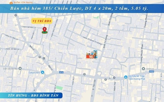  Bán nhà hẻm 385/ Chiến Lược, 4 x 20m, 2 tấm, giá 5.05 tỷ (Tín Hưng)