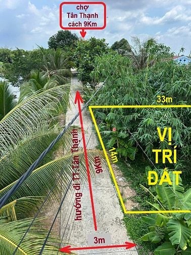 Bán đất thổ 462m2, sát QL.62,SHR, đường ô tô, Thạnh Hóa, Long An
