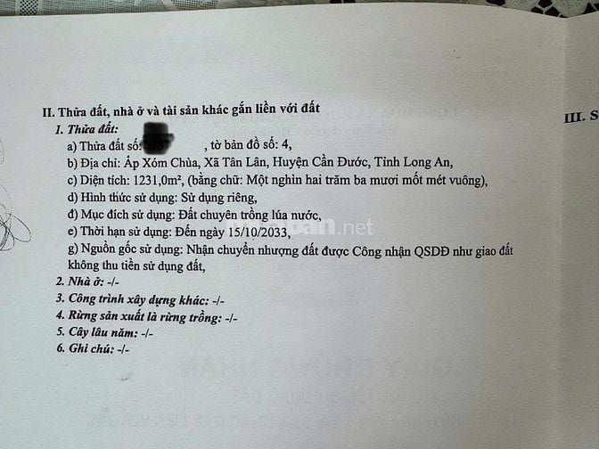 CHÍNH CHỦ CẦN BÁN NHÀ - ĐẤT ĐỂ ĐI ĐỊNH CƯ NƯỚC NGOÀI TẠI XÃ TÂN LÂN - 