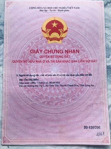 Bán đất thổ 462m2, sát QL.62,SHR, đường ô tô, Thạnh Hóa, Long An