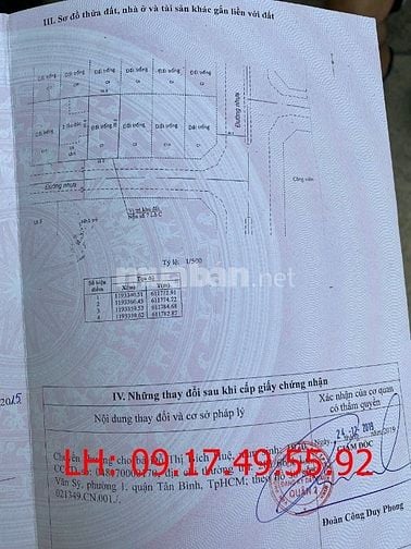 Đất nền KDC 10 mẫu, dt từ 100 đến 300m2.