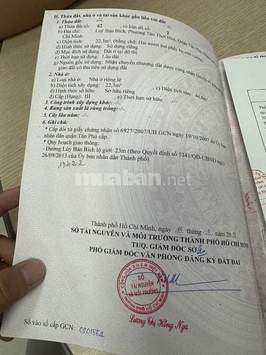 Bán nhà mặt tiền Lũy Bán Bích, P.T.T.Hòa, Q.Tân Phú giá 6.9 tỷ