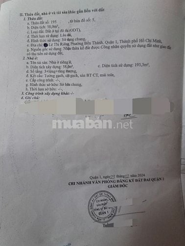 Chính chủ bán nhà mặt tiền Lê Thị Riêng Quận 1