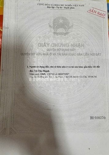 Chính chủ bán đất có nhà cấp 4, 131 Bùi Thị Điệt, Phạm Văn Cội, Củ Chi