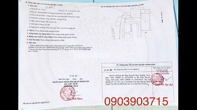 Cần tiền bán gấp. Diện tích85m2, có sẵn 5p.trọ full đang thu tiền. 