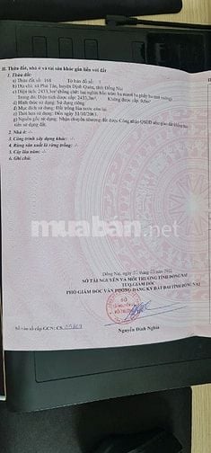 Bán 2433m2 đất gần UBND Định Quán, góc 3 mặt tiền, sổ đỏ, 1 tỷ 299