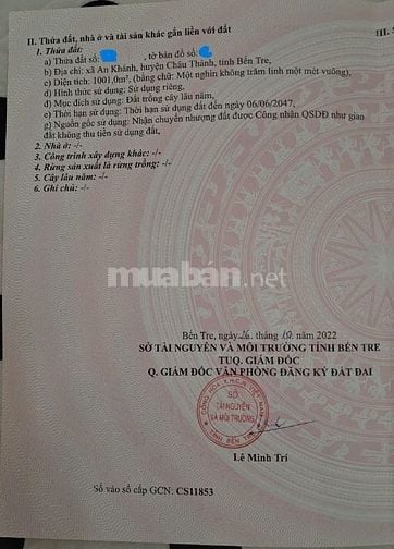Đất vườn thị trấn Châu Thành Bến Tre