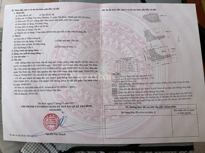 Bán nhà 2 mặt tiền lô góc Phan Văn Sửu 