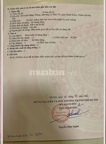 Bán nhà ngõ số 8 Hàng Thùng, 5m ra Hàng Thùng - 8 tỷ (có thương lượng)