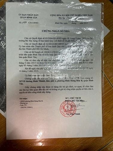 Chính chủ gửi bán gấp nhà số nhà quận Bình Tân 5*8 giá 1ty790 TL 