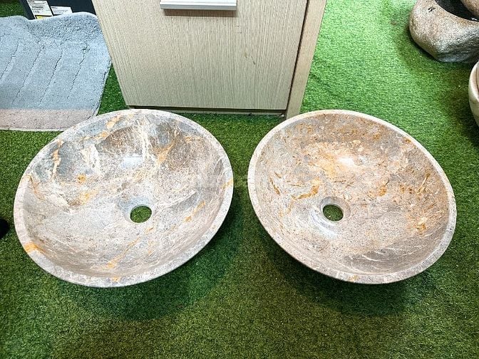 Bồn rửa lavabo đá cuội đá cẩm thạch tự nhiên cho quán cà phê, biệt thự