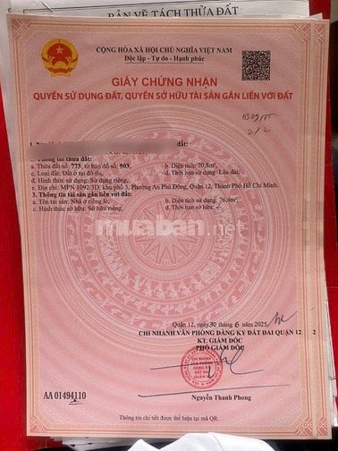 Tôi cần bán lô đất mặt tiền đươờng võ thị thừa an phú đông