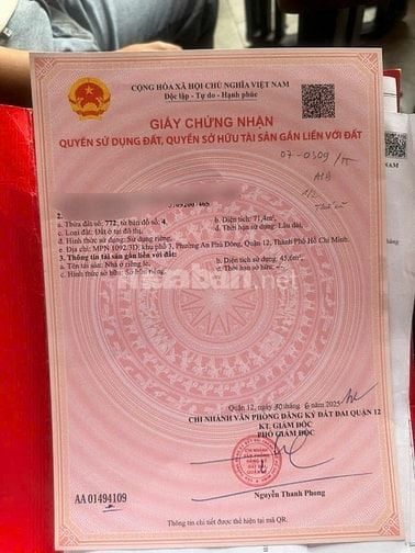 Tôi cần bán lô đất mặt tiền đươờng võ thị thừa an phú đông