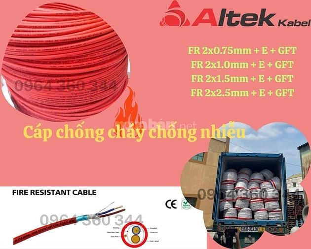 Dây báo cháy, chống cháy chống nhiễu 1Px1.5mm Altek Kabel