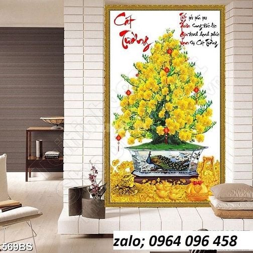 Tranh gạch 3d hoa mai - gạch tranh 3d hoa mai - XC444