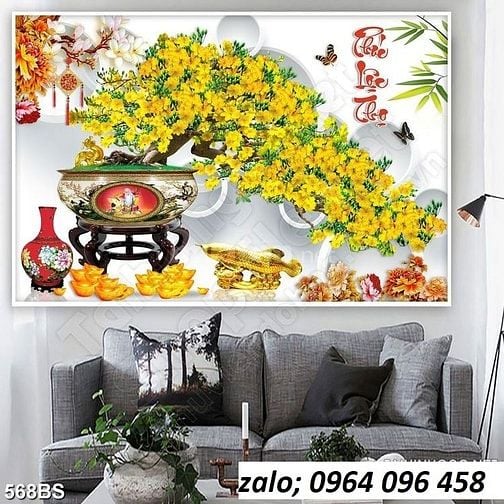 Tranh gạch 3d hoa mai - gạch tranh 3d hoa mai - XC444