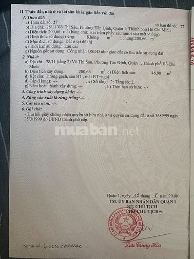 Nhà Bán võ Thị Sáu quận 1- tphcm
