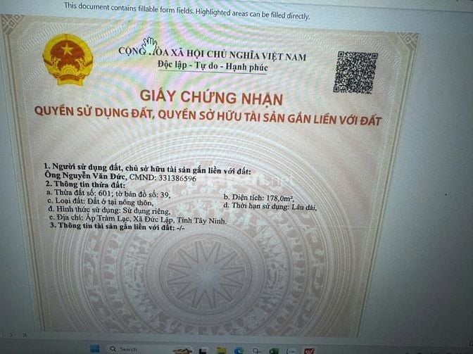 CẦN BÁN GẤP NHÀ ẤP TRÀM LẠC, XÃ ĐỨC LẬP, TỈNH TÂY NINH